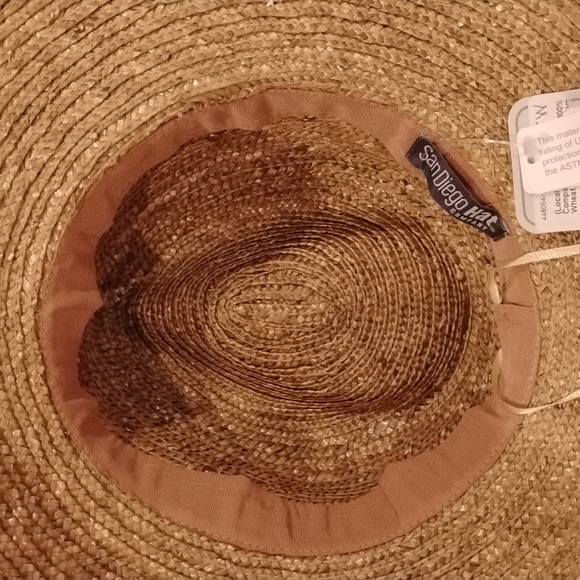 $110 Resort Ready Wheat Straw Fedora Glam Shell Rhinestone Womens San Diego Hat - Picture 6 of 7